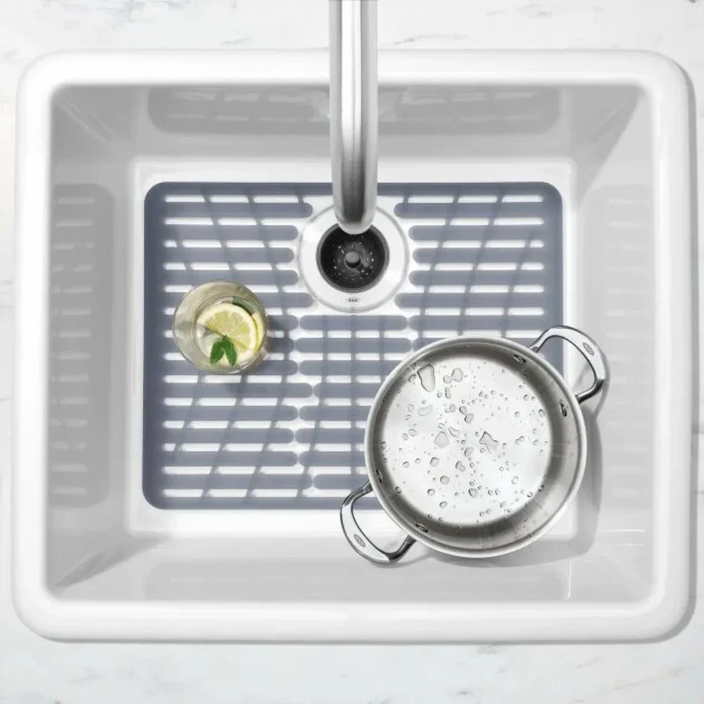 NEW OXO Flexible Heat Resistant Mesh Soft Silicone Large Sink Mat Pots Pans Dish